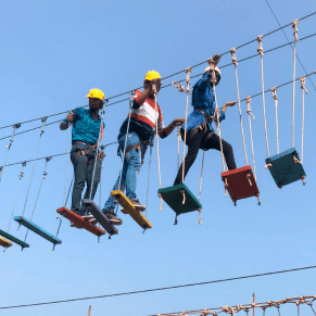 Employees collaborating during workplace activities