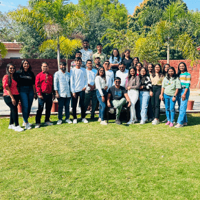 Employees enjoying outdoor picnic activity